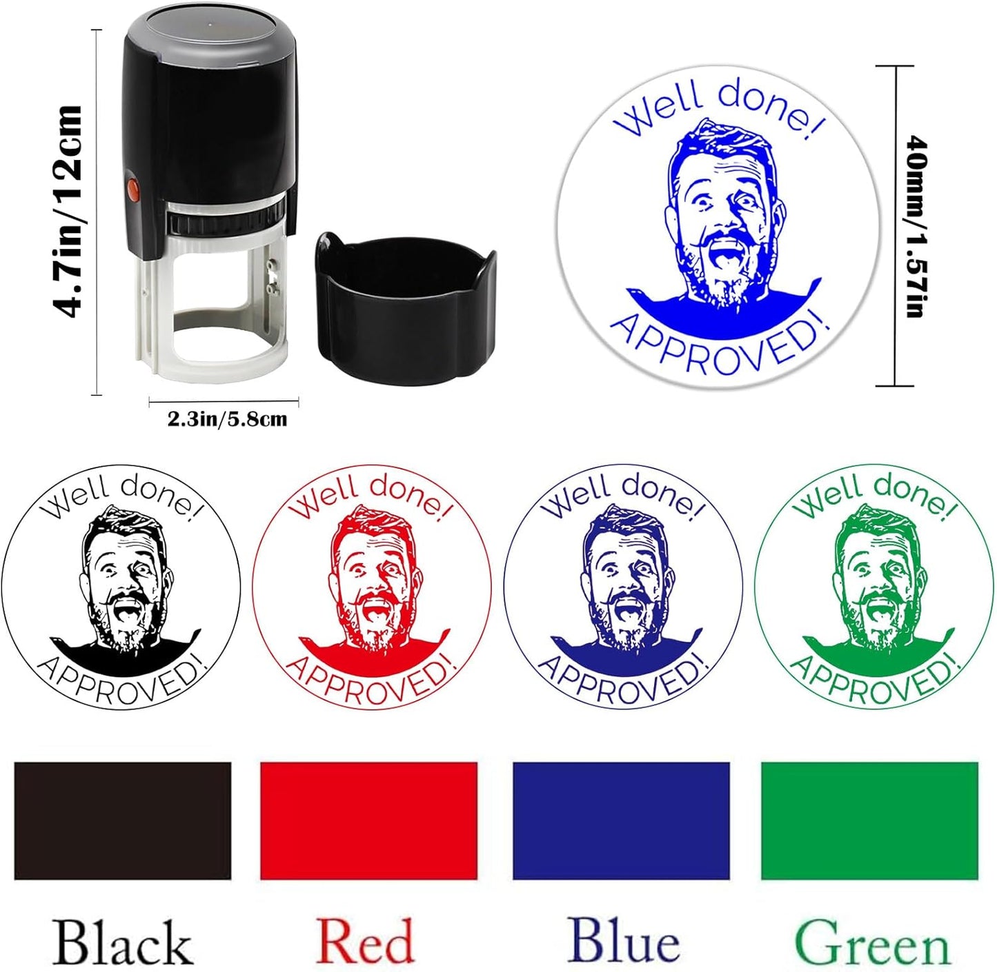 Custom Face Photo Stamp Self Inking Personalized Portrait Text Stamper Customized Name Logo Round Rubber Stamp for Office Return Address Stamper Funny Gifts for Pets Teacher Family Face