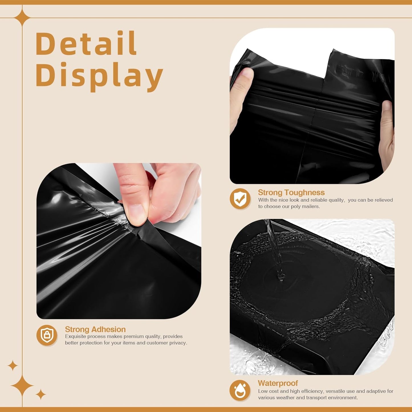 Fuxury Extra Large Poly Mailers 24x36" 50 Pcs, 2.5mil Bulk Shipping Bags for Clothing,Strong Adhesive Shipping Envelopes for Small Business Supplier,XL Poly Mailing Envelopes Black