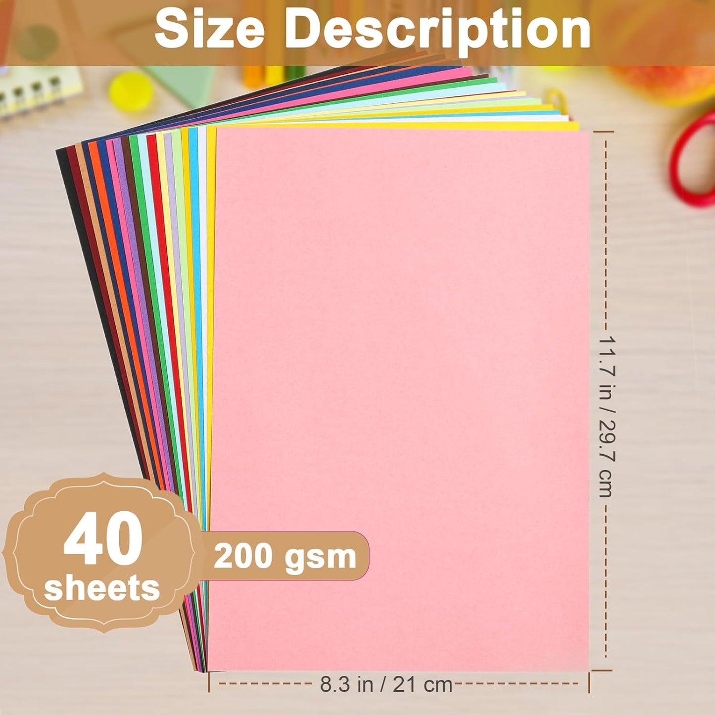 40 Sheets Colored Cardstock A4 Craft Paper, 20 Assorted Colors 200gsm/75lb Art Projects Card Stock Construction Paper for DIY Cards Making, Office Printing, Birthday Decorations, School