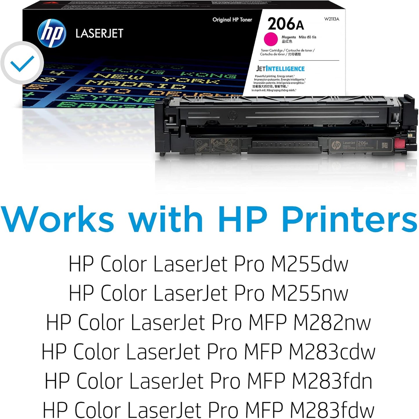 HP 206A Magenta Toner Cartridge | Works with HP Color LaserJet Pro M255, HP Color LaserJet Pro MFP M282, M283 Series | W2113A