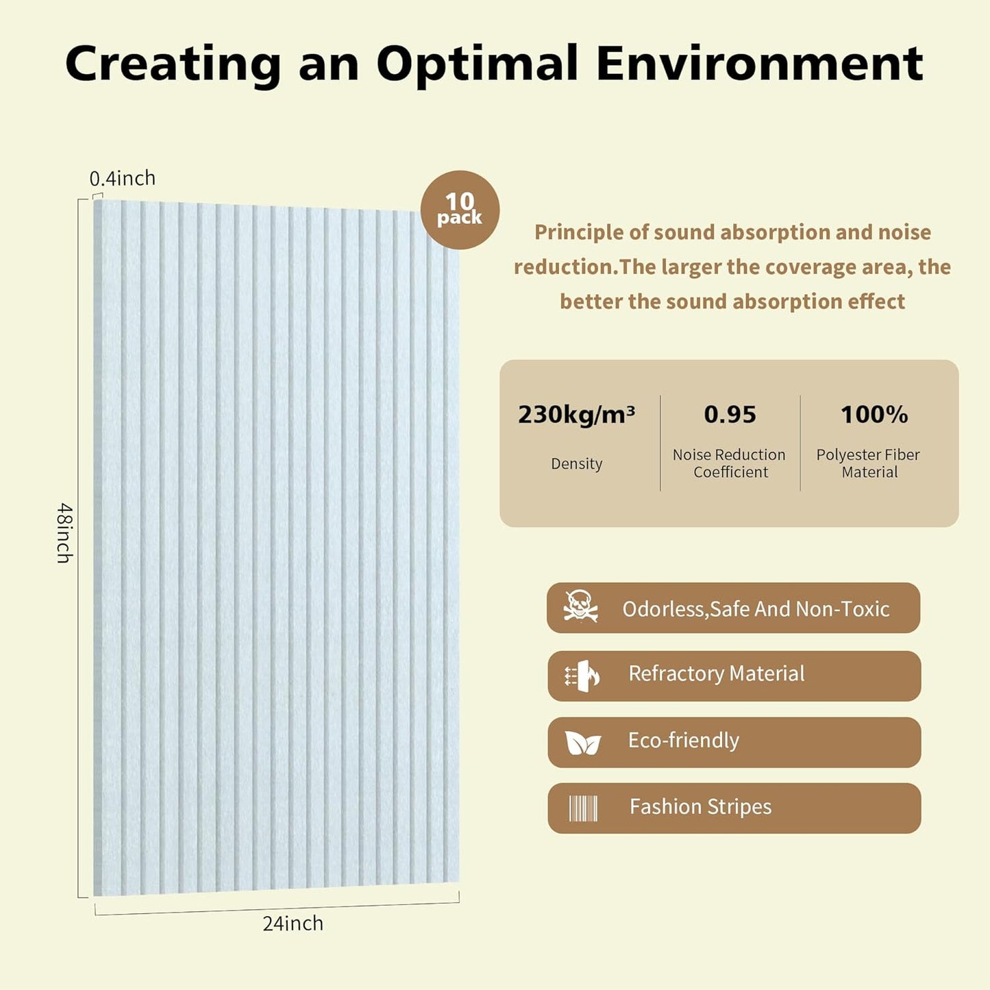Acoustic Panels,10 Pack Sound Panels Noise Reducing for Walls,48"x24"x0.4" Soundproof Wall Panels,High-Density Acoustic Wall Panels,Decorative Wall Sound Absorbing Panel,White