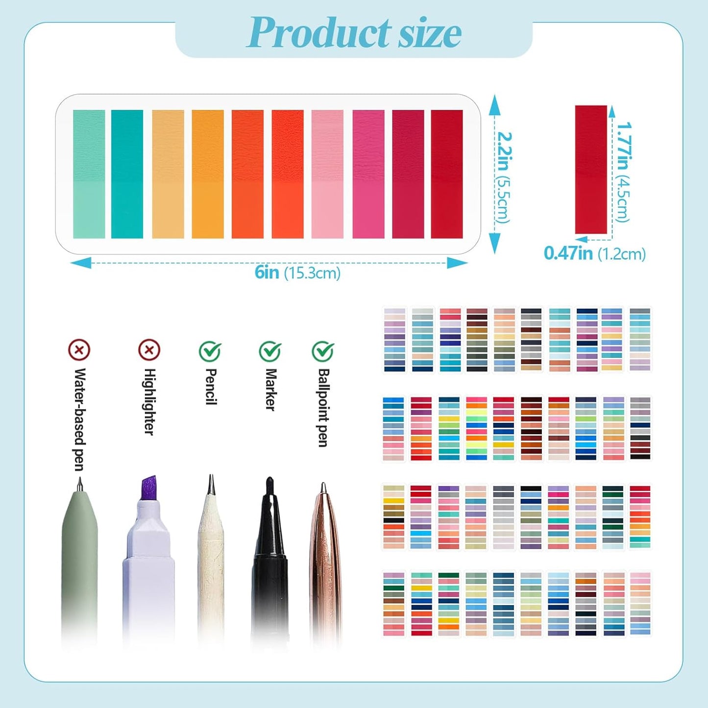 ReliThick 8000 Pcs Annotation tabs Sticky Tabs for Books Transparent Sticky Notes Multi Colored Writable Page Markers Book Flags Strip for Annotating Reading Supplies Bookish Gift (Multicolor)