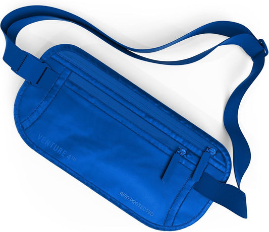 Travel Money Belt, RFID Blocking for Men & Women - Ideal for Keeping Your Cash, Credit Card, Passport, Phone Safe When Traveling (Sleek Blue)