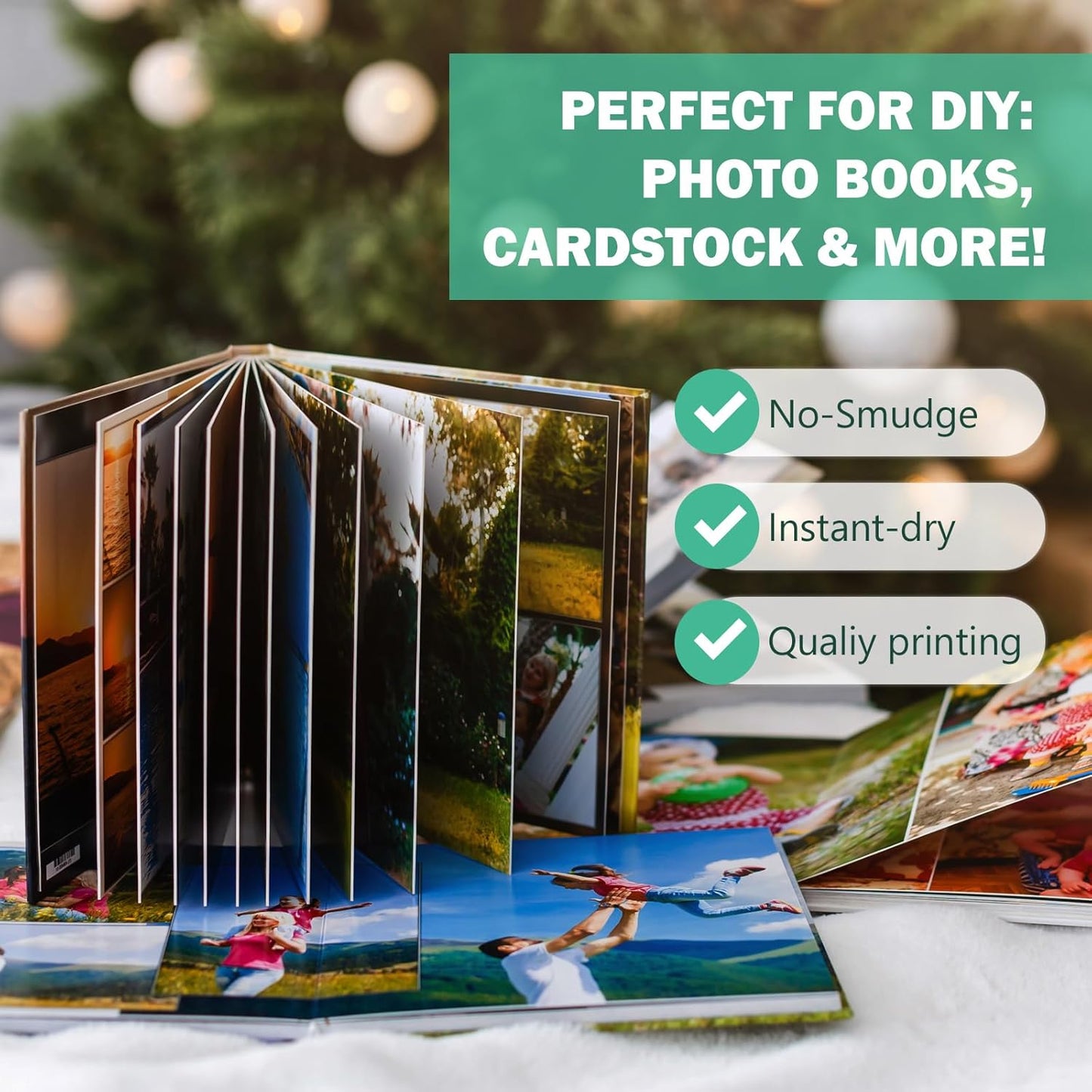 Double Sided Glossy Photo Paper 5x7, Thick Glossy Paper for Cardstock, 100 Sheets 61lb for Inkjet Printer