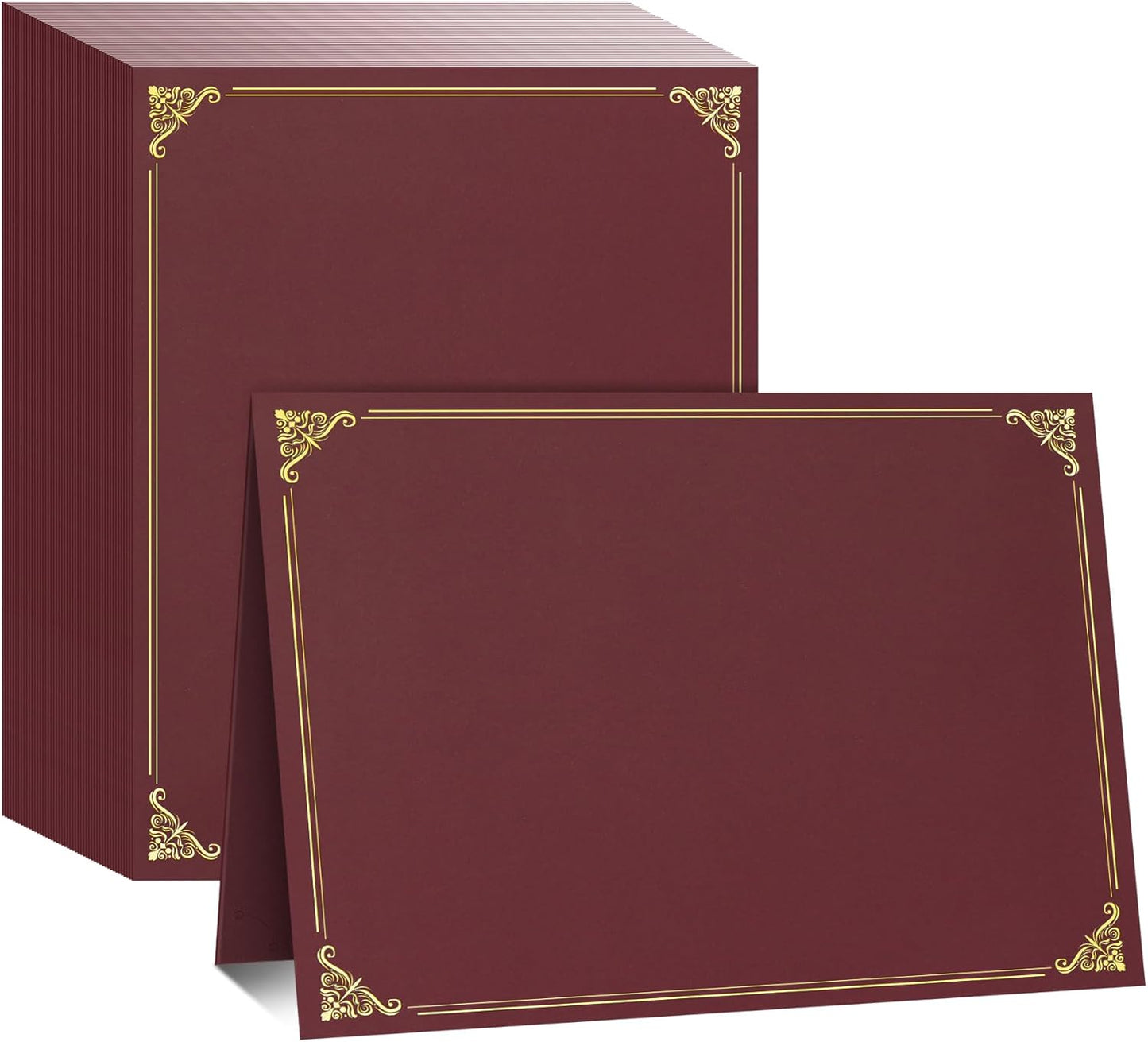 Ndsox 50 Packs Burgundy Certificate Holders, Graduation Diploma Holders, 350GSM, Diploma Covers with Gold Foil Border for Letter Size 8.5" x 11" Award Certificate Paper, Cardstocks and Documents