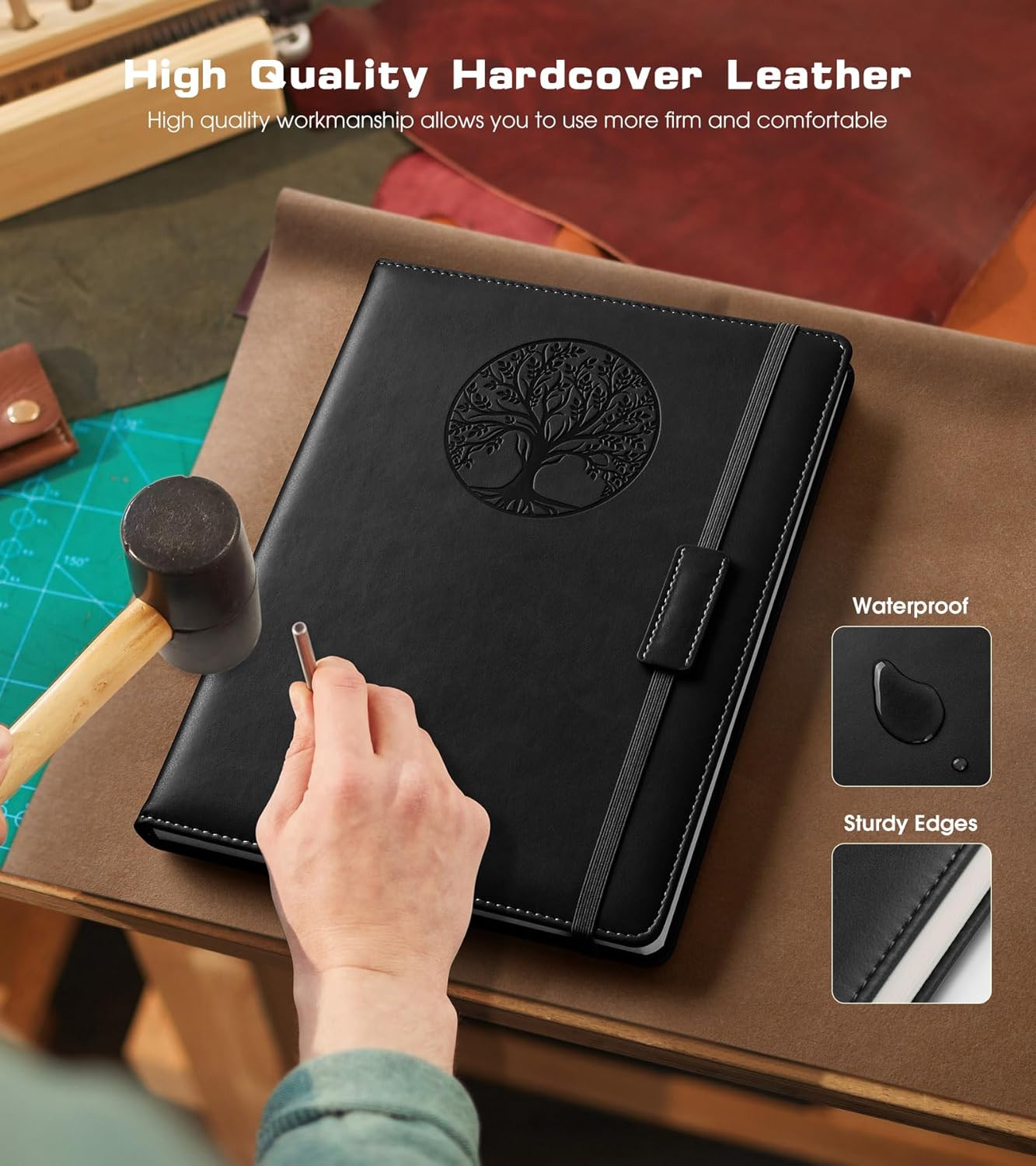 Lined Journal Notebook for Women Men,256 Pages B5 Large Hardcover Leather Journals for Writing,Travel,Business,Work,School,College Ruled Notebooks for Note Taking,Diary Notepad 7.8"×10.2"