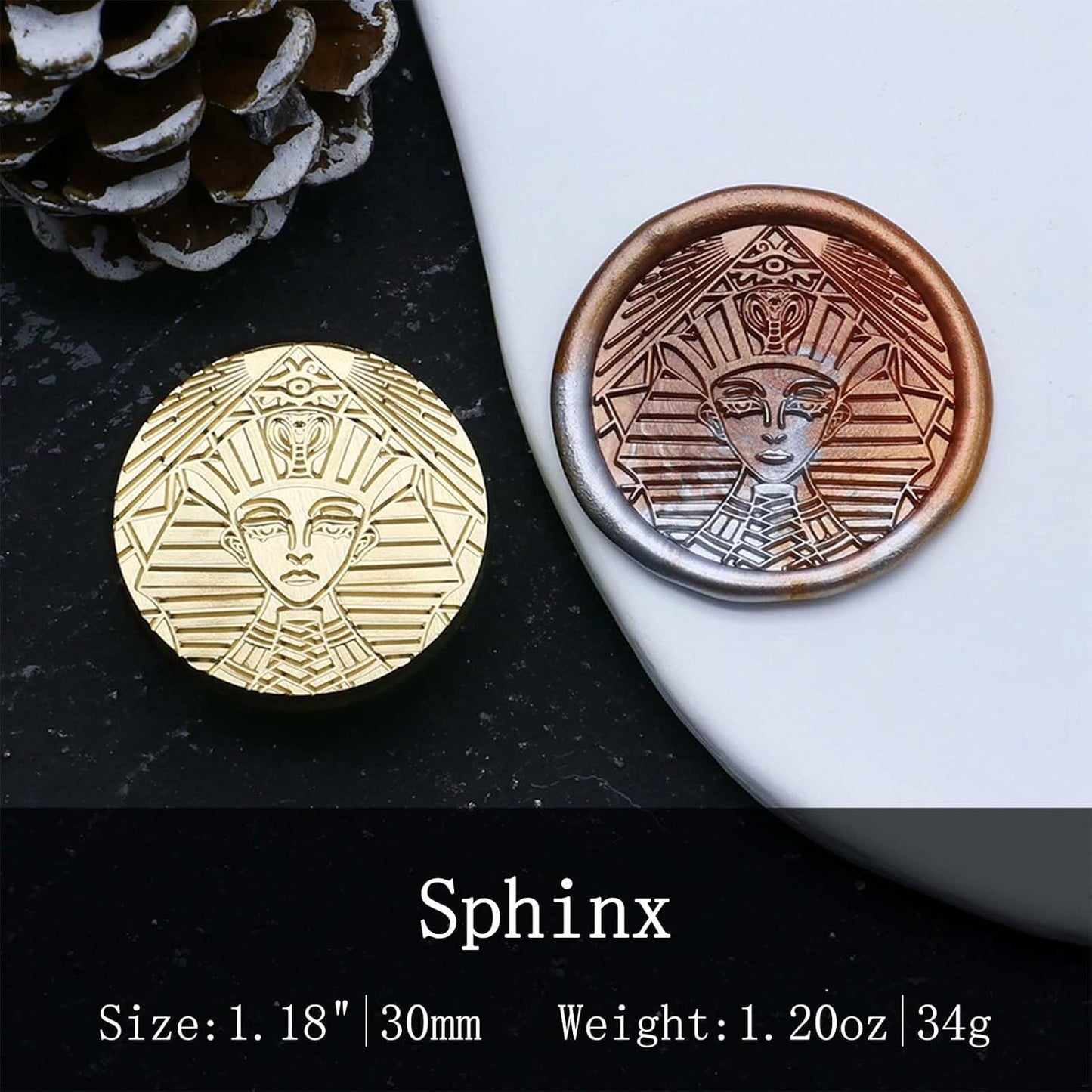 Sphinx Wax Seal Stamp - Vintage Brass Sealed Stamp,1.18 inch/30mm Removable Sealing Wax Stamp with Handle for Envelopes,Letters,Handicraft DIY and Creative Gifts