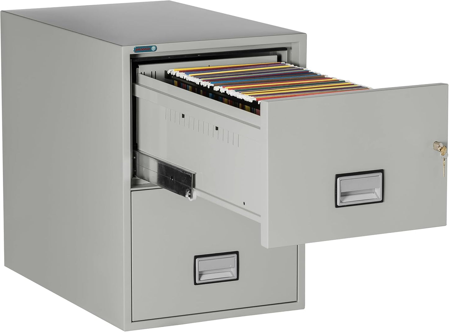 31 inch 2-Drawer Vertical Fireproof File Cabinet – Legal and Letter Size Filing – Key Lock – Water Resistant Seal – Fire and Impact Rated – Light Gray Finish – Model LGL2W31LG