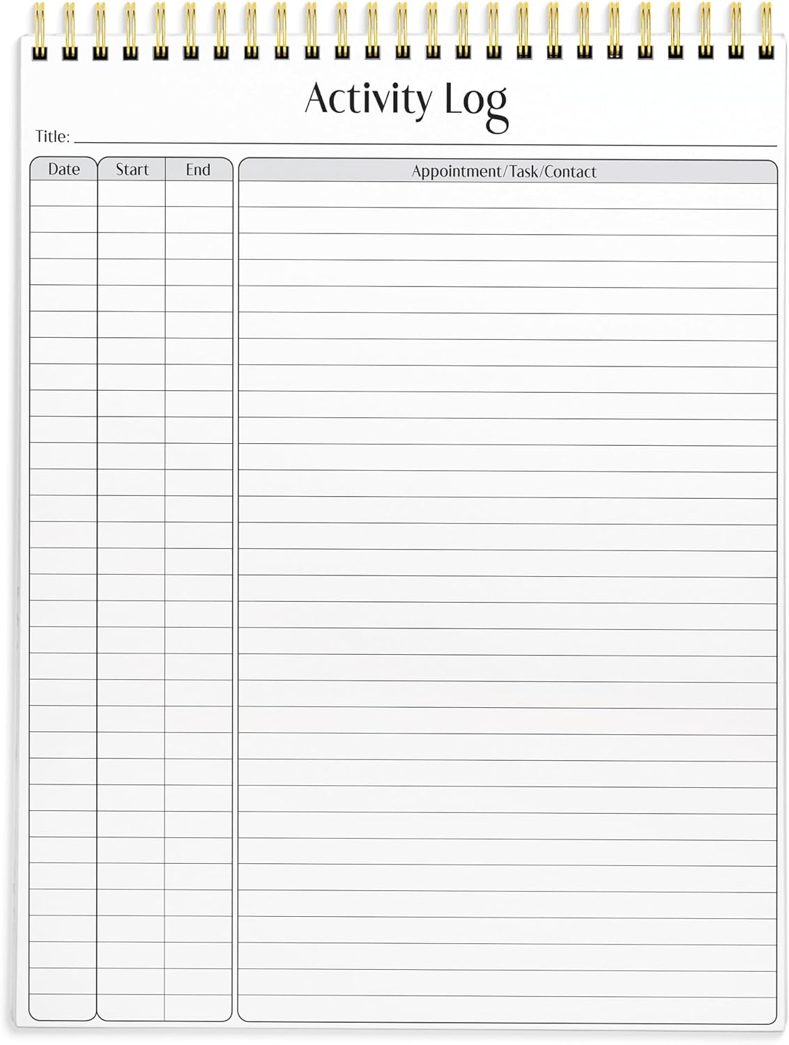 Better Office Products Activity Log Notepad, 8.5" x 11", Planning Note Pad, 50 Sheets, Double-Wire Spiral, Daily Time Tracking Productivity Checklist Organizer,(1 Pack)