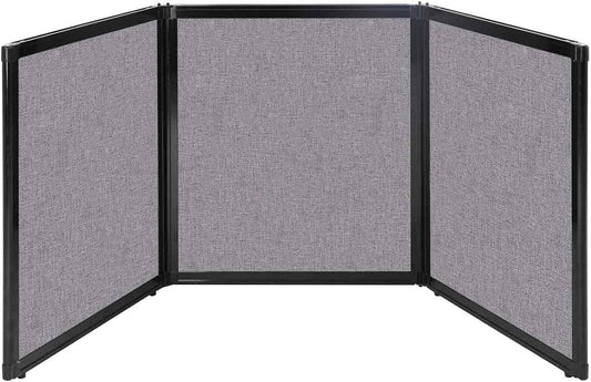 Versare Folding Tabletop Display | 3-Panel Partition | Lightweight Portable Workspace Divider | Cloud Gray 99" x 36"