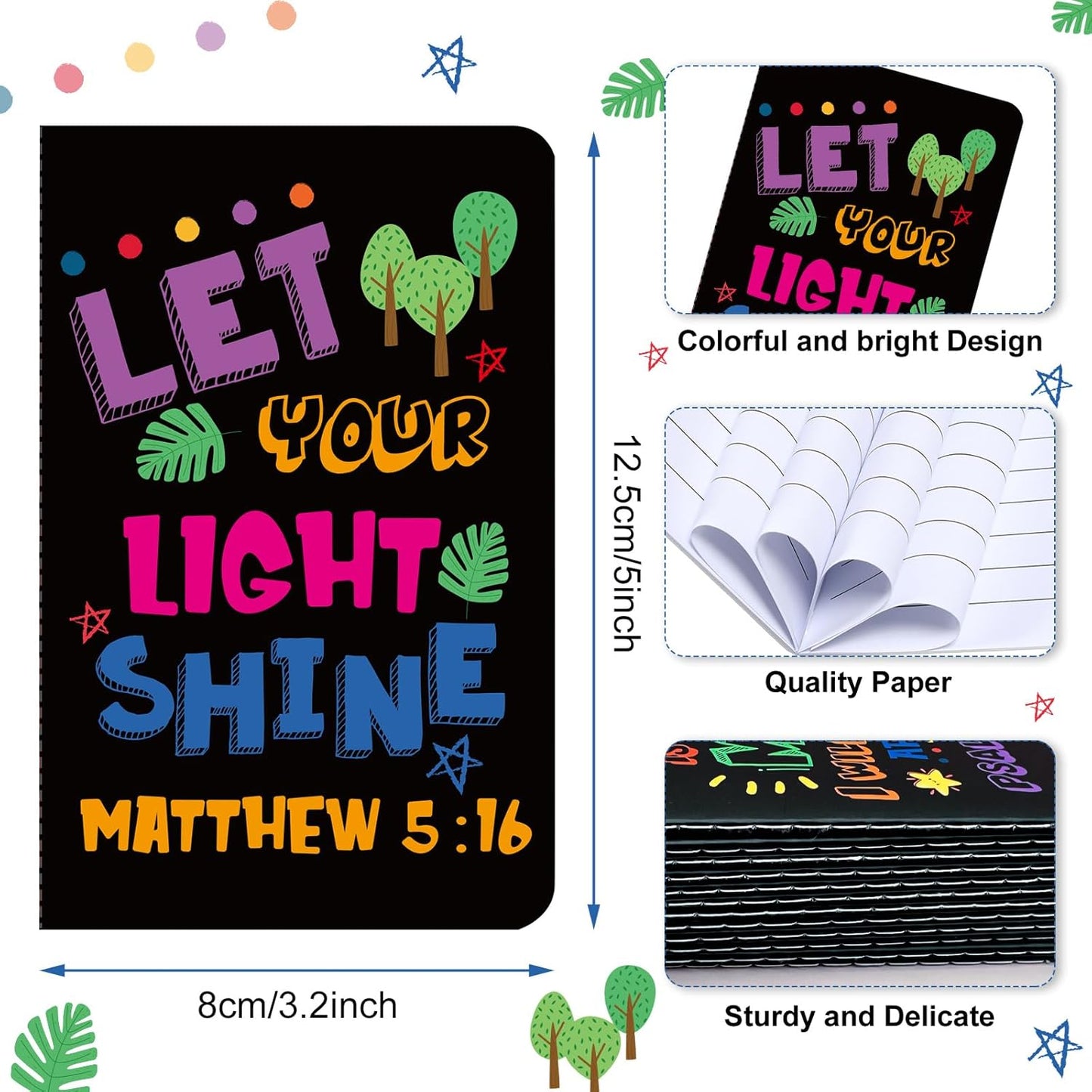 24Pcs Bible Verse Notepads,Mini Religious Pocket Notebooks Motivational Christian Small Inspirational Notepads Journals Gift Bulk Prizes for Kids Teacher School Home Travel Supplies (Bible Black)