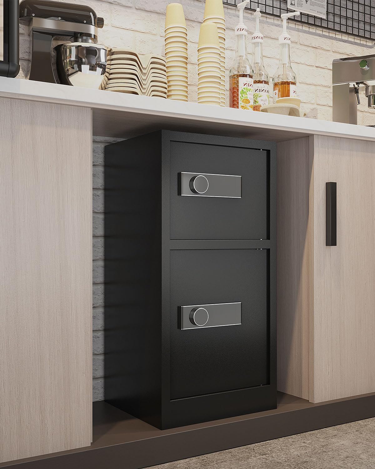 8.6 Cuft Heavy Duty Dual Door Safe Box with Hidden Lock Box Fireproof Waterproof Bag,Removable Shelves,Silent,Fireproof safe for Home, Office, Hotel (8.6 Cuft Double Door Safe)