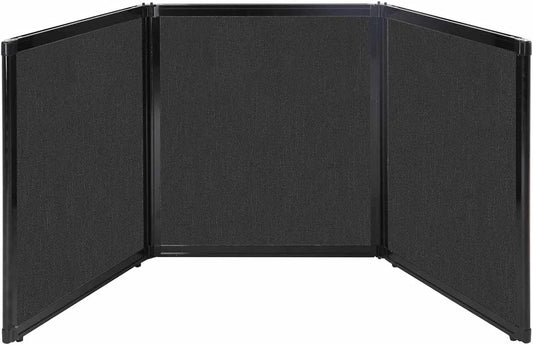 Versare Folding Tabletop Display | 3-Panel Partition | Lightweight Portable Workspace Divider | Black 99" x 36"