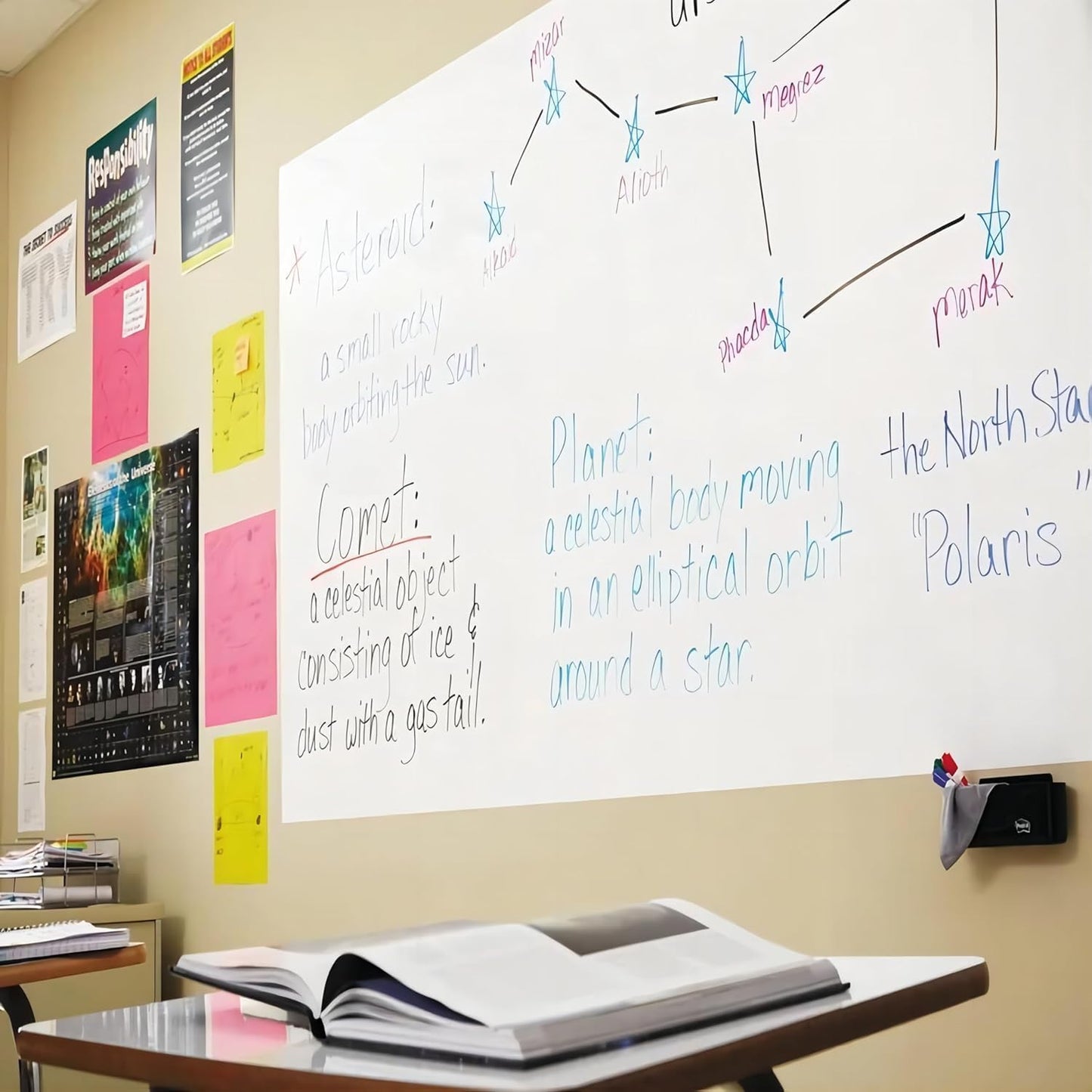 Magnetic Whiteboard Contact Paper, 47" x 60" Stick on Magnetic Dry Erase White Board Sticker on Wall, Easy to Write for Drawing, School, Office, Kitchen Fridge