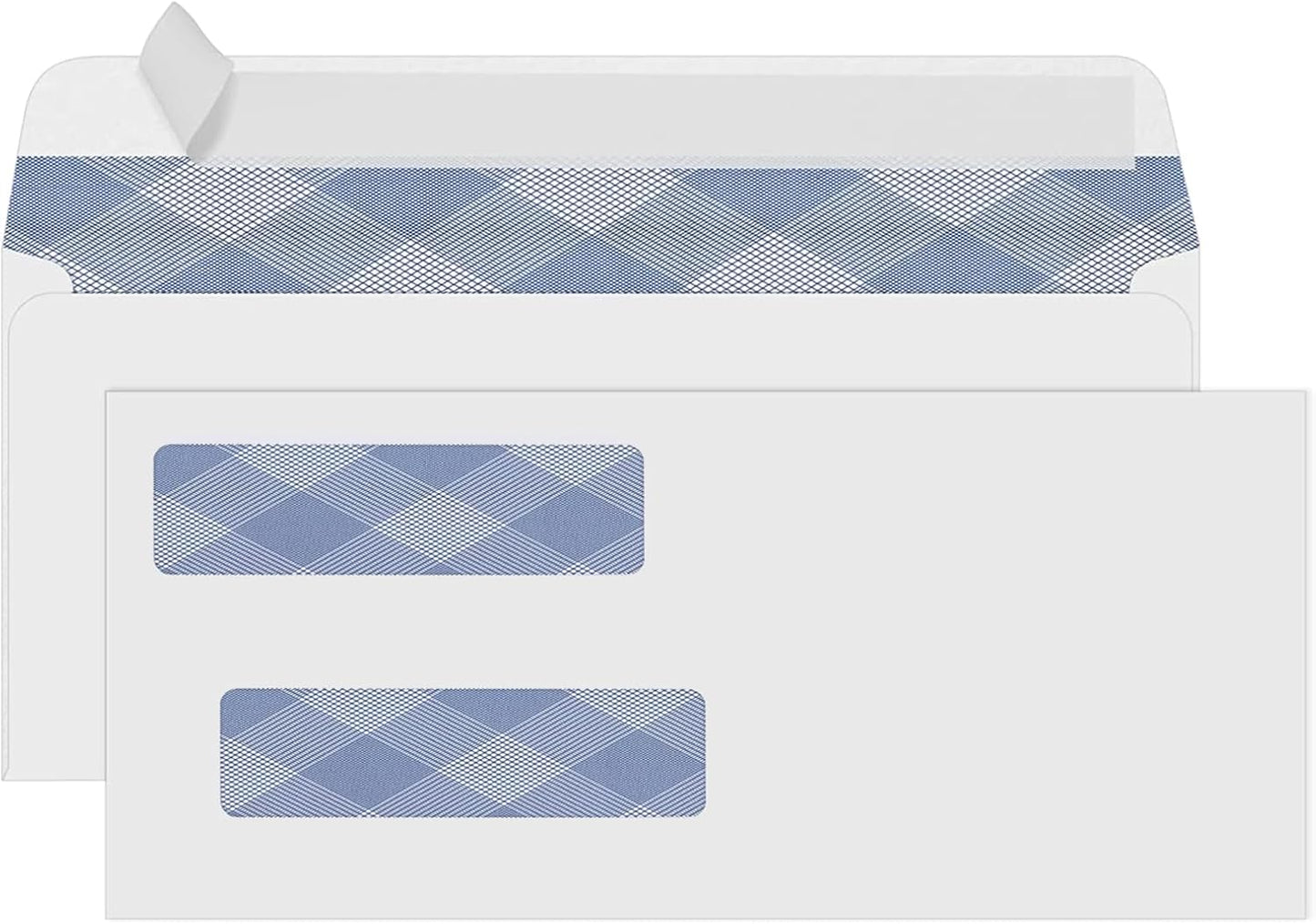 500#8 Self Seal Business Envelopes, PANDRI No.8 Double Window Design for Business and Quickbooks Check(invoice not fit), Documents Secure Mailing - Number 8 Size 3 5/8 X 8 11/16-24LB