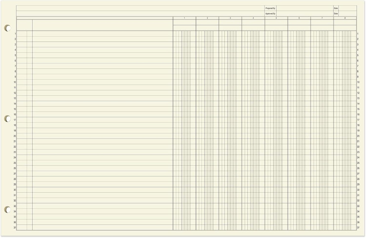 BookFactory Ledger Pad/Large 8 Column Accounting Ledger Columnar (Eight Columns) Pads - 17'' x 11'', 50 Pages, Notepad Landscape Format (PAD-050-CLCPD3(17x11-Ledger-8)-AX)