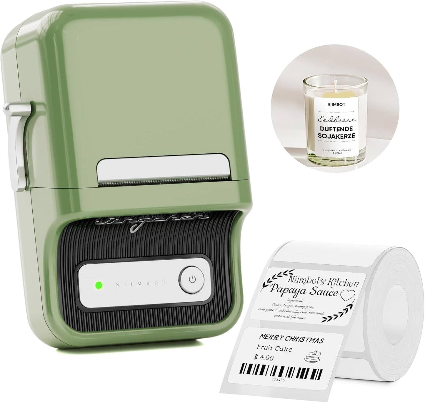 NIIMBOT B21 Label Printer,Thermal Label Maker,Ideal for Home Organization,Business,Ofice,50x30mm Label,230Pcs(Green)