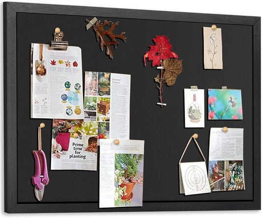 Miratino Large Bulletin Board, 23 "x17 Black Cork Boards for Walls with Frame, Pin Display Board Vision Board for Home School Office Decor