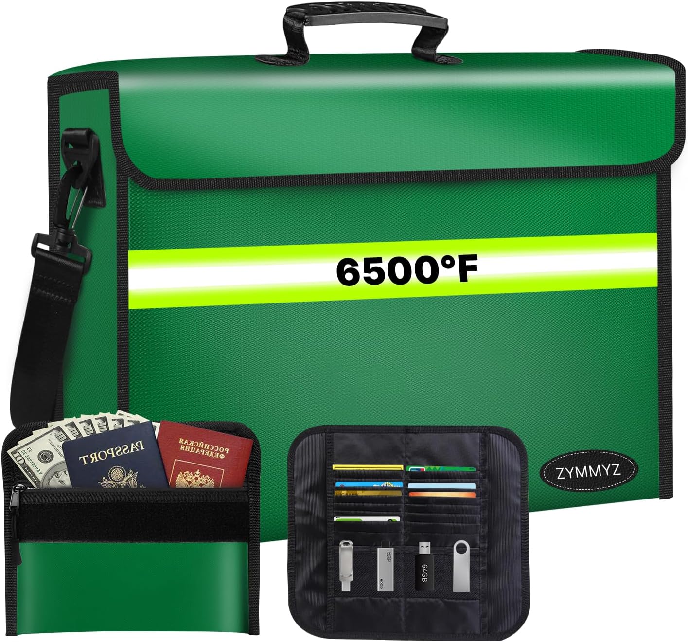 6500°F Large Fireproof Document Organizer with Lock,10 Layers Heat Insulated＆Waterproof Zipper,Removable Folder Layers/Wallet,Portable Home Travel Safe Storage for Important Documents,Files and More