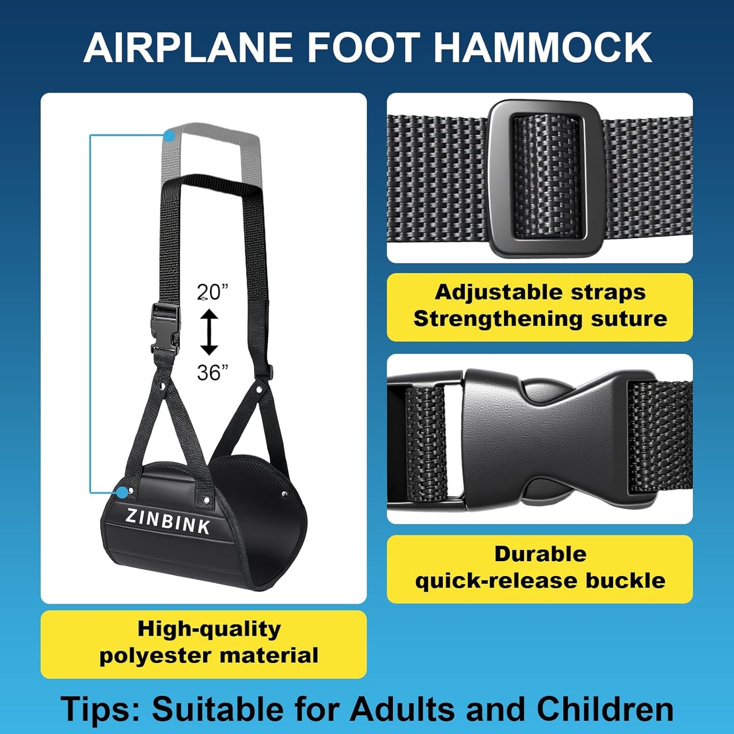 Airplane Foot Hammock, Portable Foot Hammock for Plane Travel to Relax Your Feet, Plane Travel Essentials Comfy Foot Rest Hanger Plane Footrest for Long Trip