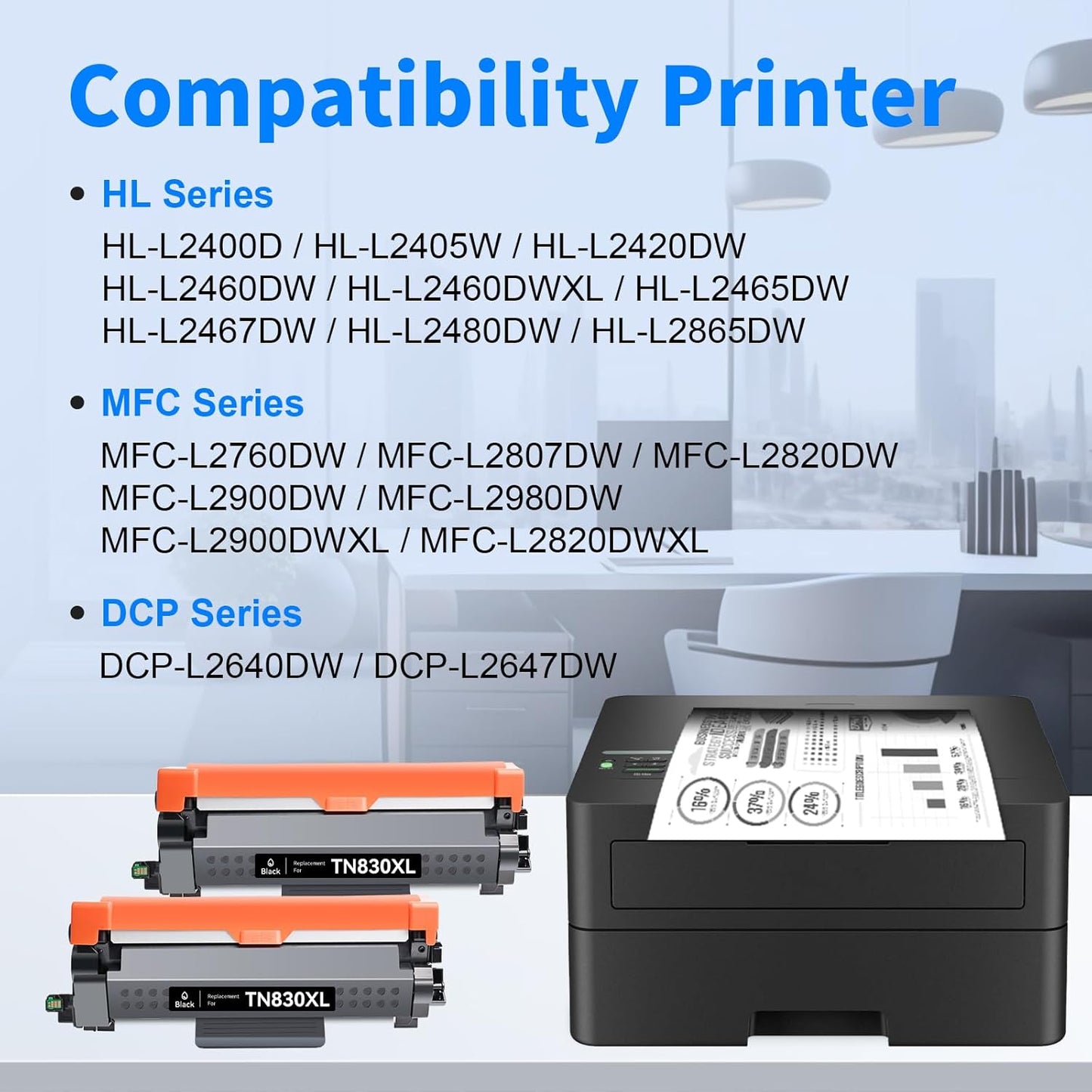 myCartridge Remanufactured Toner Cartridge Replacement for Brother TN830XL TN830 TN-830XL Toner for HL-L2460DW DCP-L2640DW HL-L2405W MFC-L2820DW HL-L2400D HL-L2480DW MFC-L2820DWXL Printer(2 Pack)