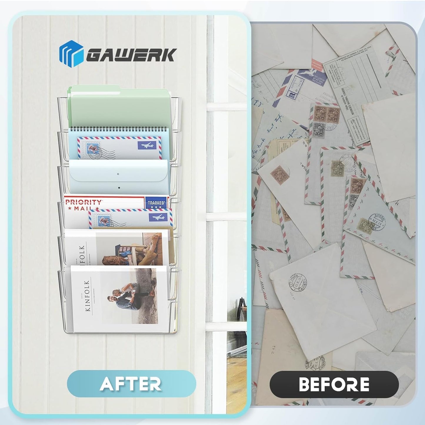 3 Pack Clear Acrylic Single Pocket, Plastic Hanging Wall Mount File Holder for Office Home, Clear