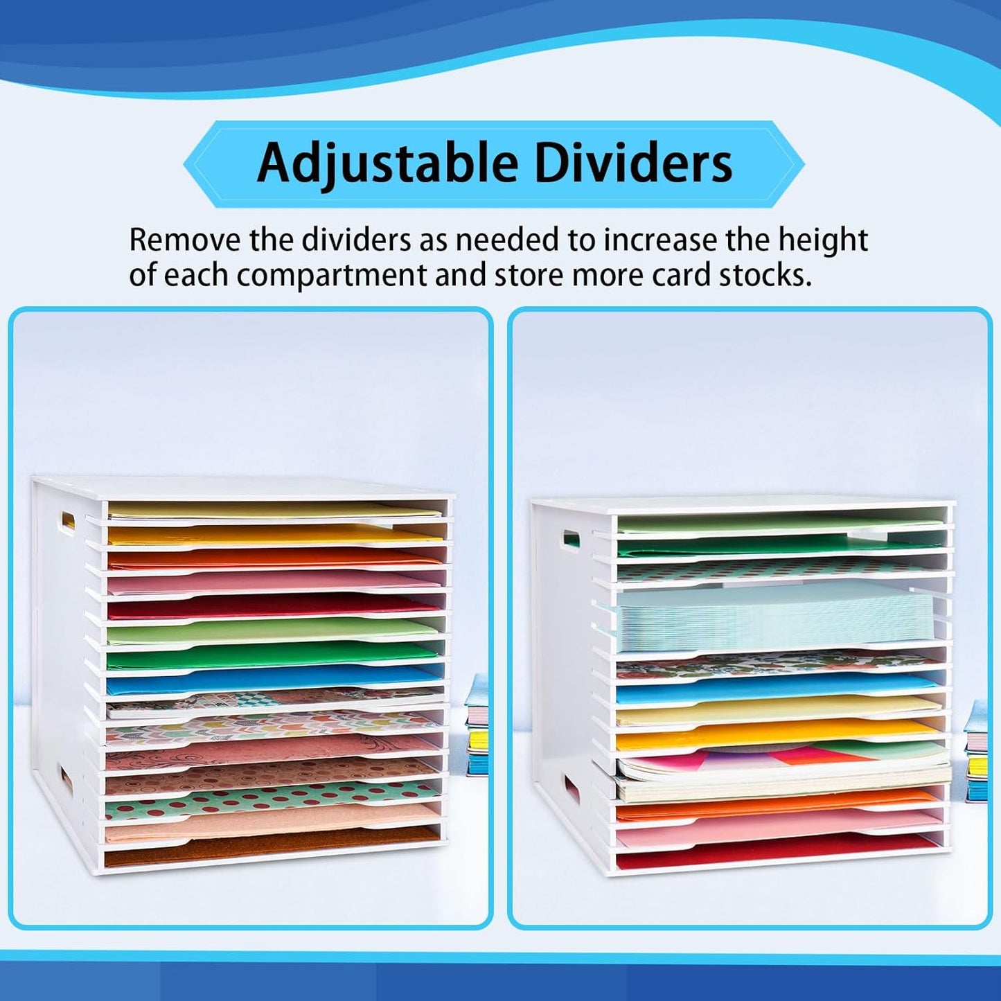 SANFURNEY Scrapbook Paper Organizer for Sizes 12" x 12", 15 Slots File Sorter Storage, Document Holder, Desktop Scrapbook Paper Organizer Rack for Home Office School (White, 15 Slots - Standard Size)