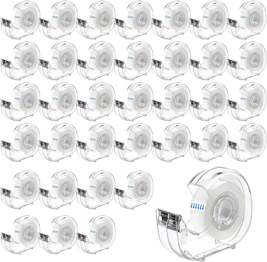 36 Pcs Transparent Tape with Dispenser, 0.7 in x 1000 in Clear Tapes and Refillable Dispensers, Office Tape Rolls with Dispenser Bulk for Craft Jobs, Gift Wrapping, Repairing, Home and School