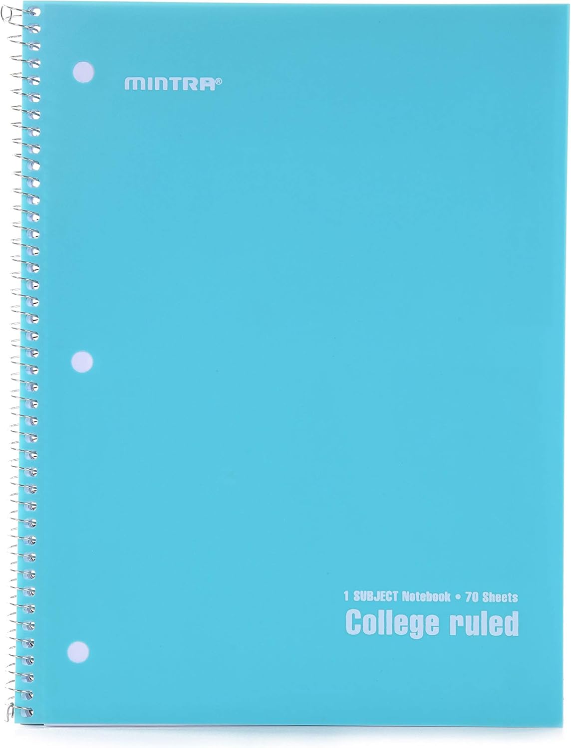 Mintra Office Spiral Notebooks - 1 Subject, 70 Sheets, College Ruled, 8in x 10in, Bulk Pack, PRIMARY Color Covers, Set of 6 - for School, Office, Business, Professional (4657)