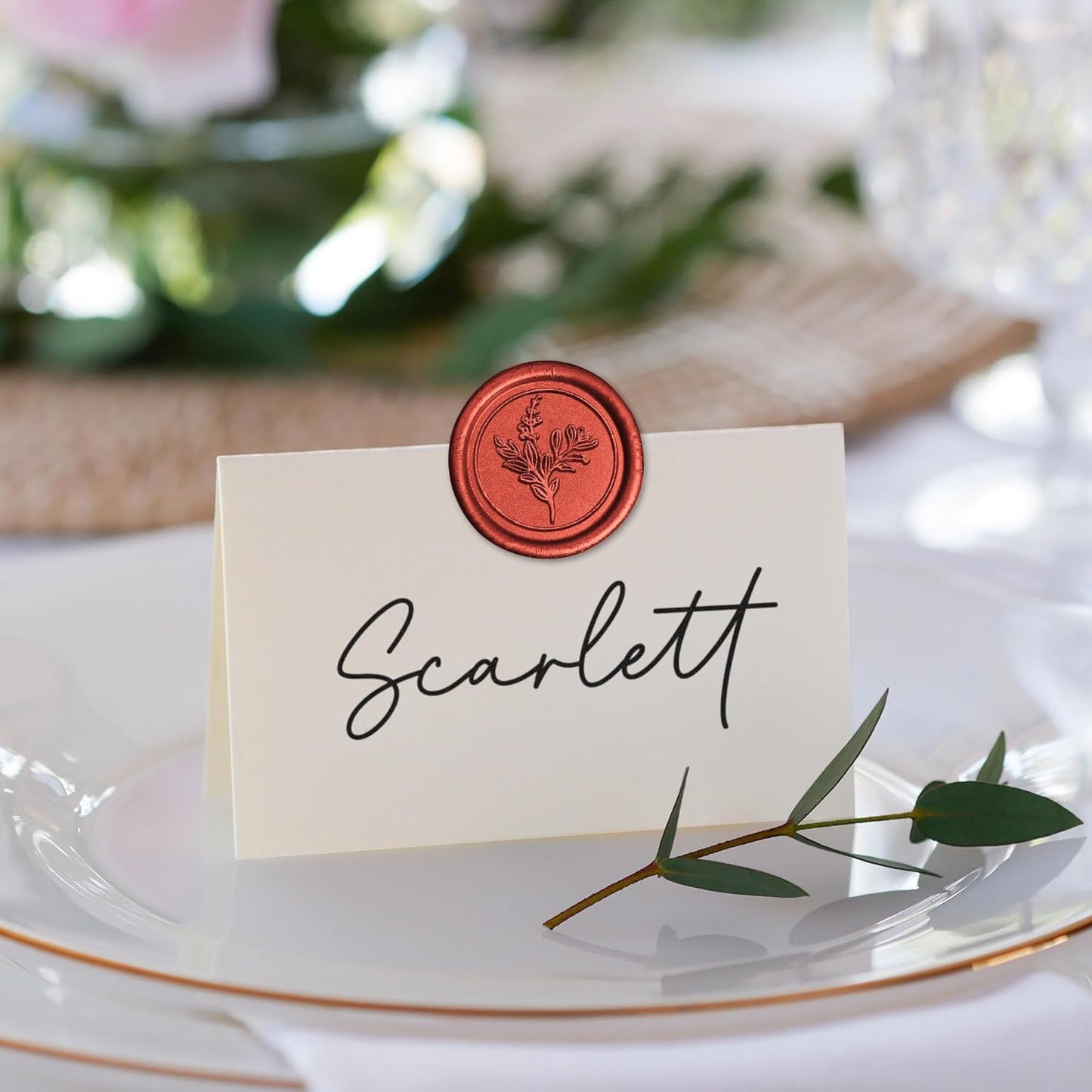Handmade Wax Seal Stickers - Wedding Invitation Envelope Seal Stickers, 25 Pcs Self- Adhesive Stickers, Perfect for Invitation, Christmas, Gift Wrapping (Ivy Style, Red Wax)