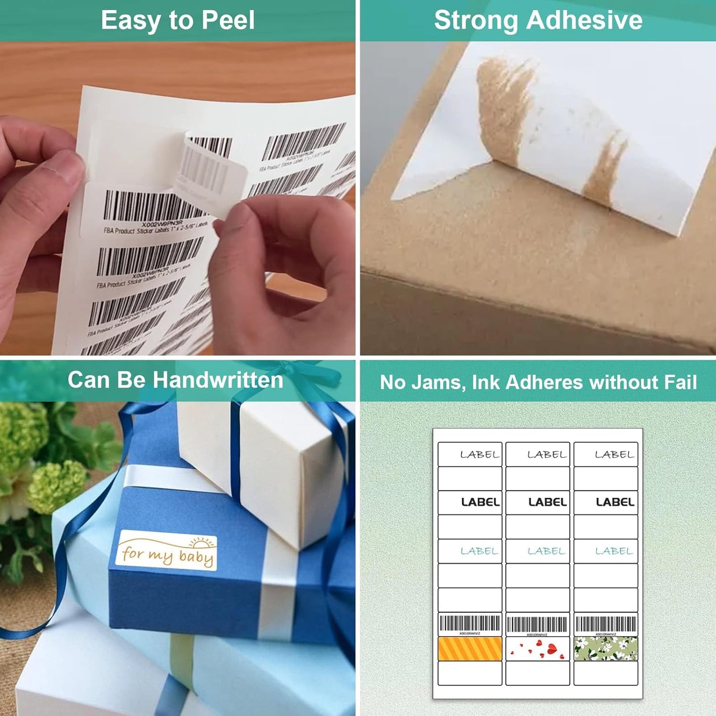 [25 Sheet, 750Labels] Address Labels 750 Sticker Paper for Laser/Ink Jet Printer mailing Labels 8.5"×11" White 30 per Sheet 1" x 2-5/8"