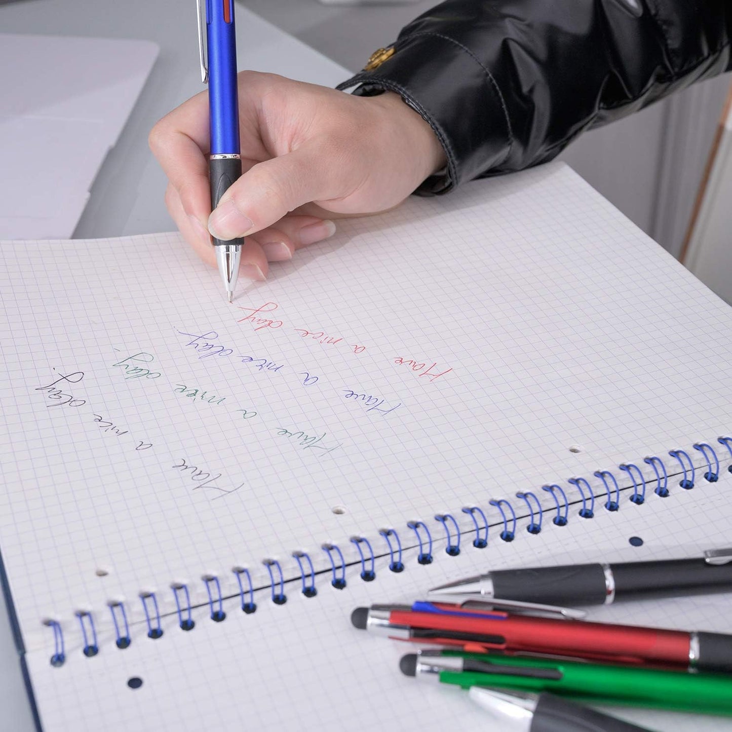 MiSiBao 4-Color Ballpoint Pen Multi Colored Pens in One Stylus Pens for Touch Screens Pens Medium Point(1.0mm) (10-Count)