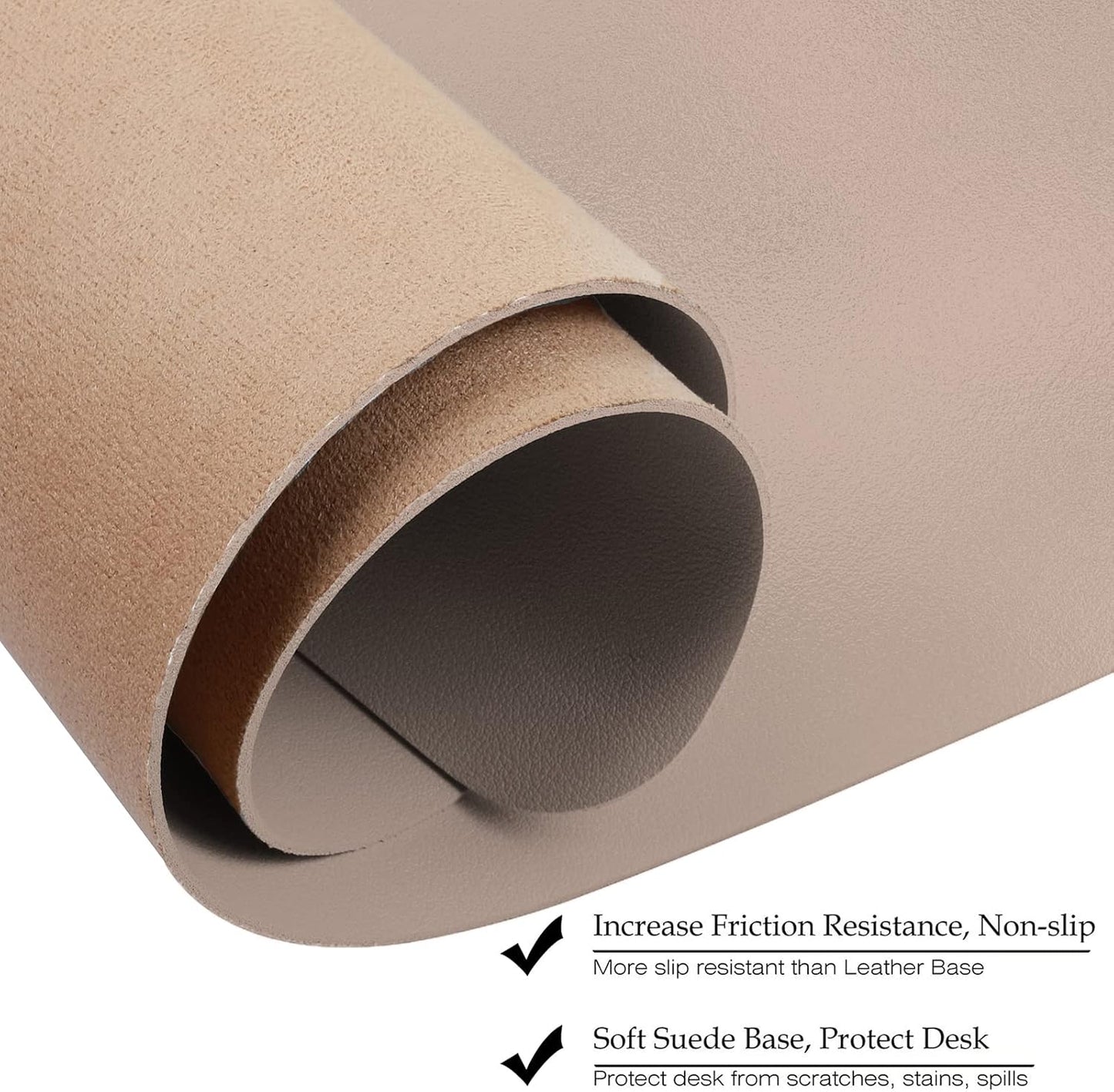 Boutilon Leather Desk Pad Protector,Non-Slip Mouse Pad,Laptop Desk Pad,Office Mouse Mat,Waterproof Leather Desk Blotter,Desk Writing Pad for Office and Home (S-Champagne,24"x 14")