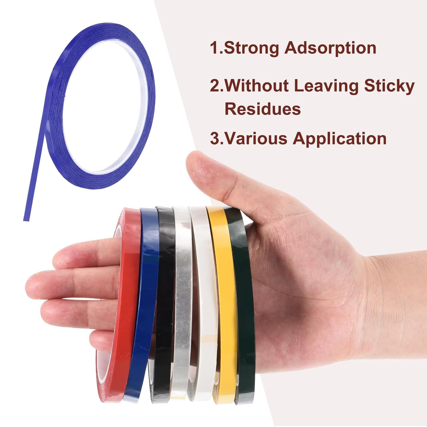 MECCANIXITY 10 Rolls Whiteboard Tape Graphic Chart Tape 5mm 54.7 Yard Art Tape Thin Self-Adhesive Pinstripe Tape Masking Tape for Gift Wrapping Craft Supplies, Blue