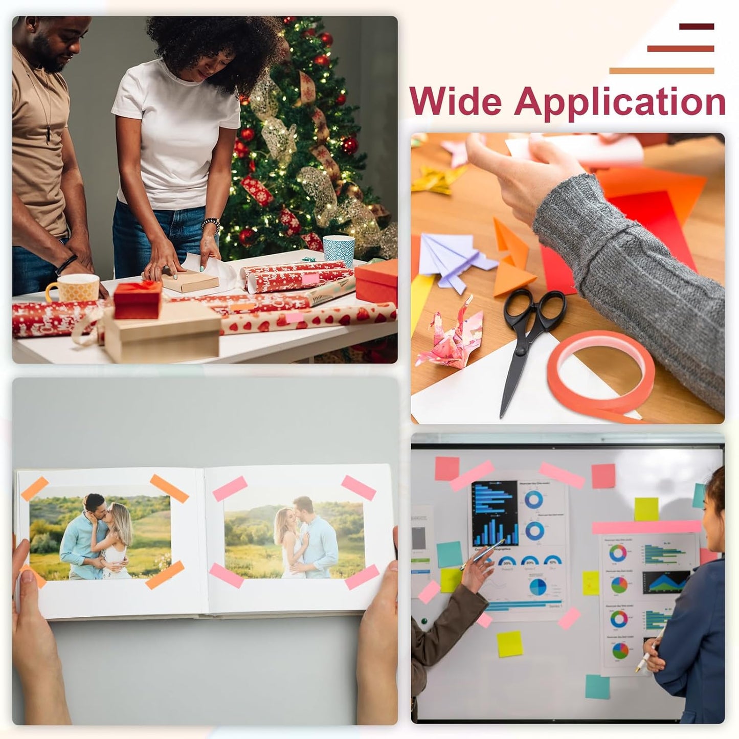 MECCANIXITY 10 Rolls Whiteboard Tape Graphic Chart Tape 12mm 54.7 Yard Art Tape Thin Self-Adhesive Pinstripe Tape Masking Tape for Gift Wrapping Craft Supplies, White