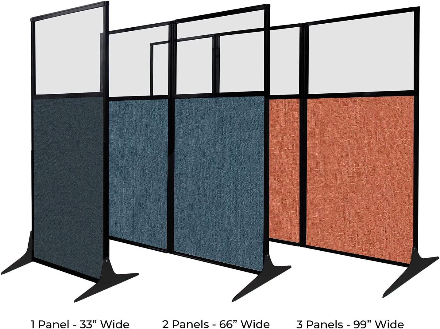 Versare Workstation Partition | Portable Wall Divider | Modern Office Cubicle | Free Standing Privacy Screen | Flexible Work Space | 66" x 70" Red Fabric Panels