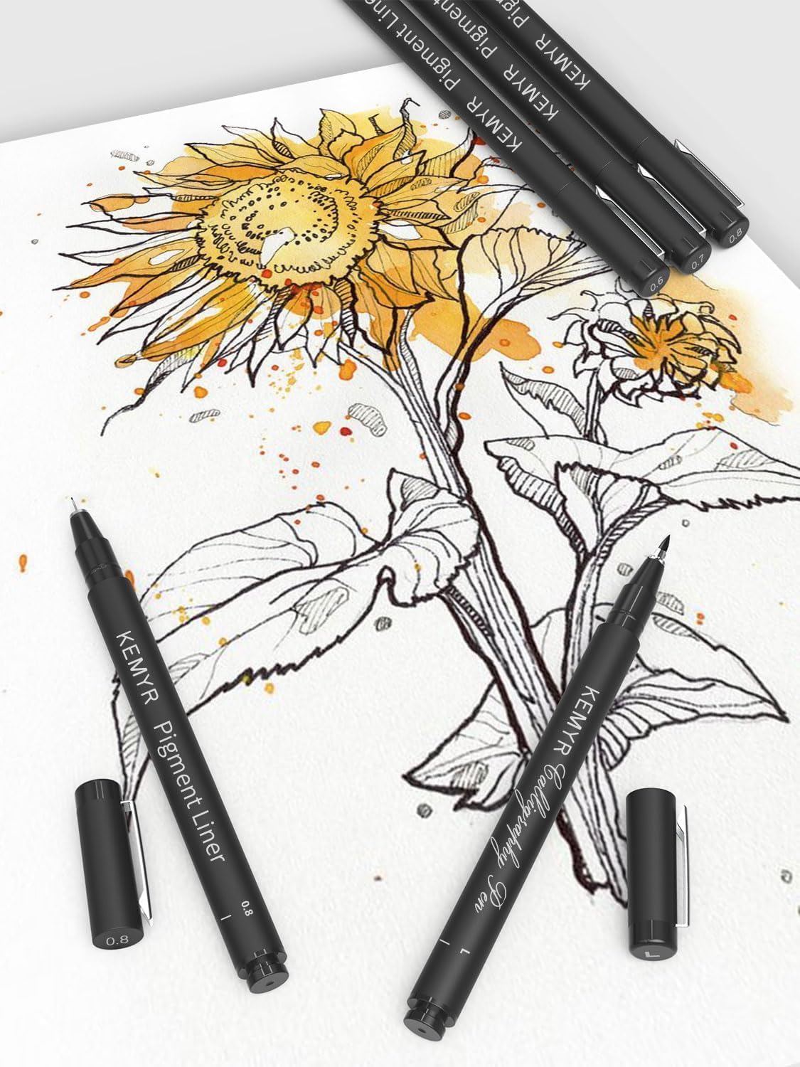 4 Micro Fine liner Drawing Art Pens Calligraphy Pens: E3.0 Size Black Art supplies Waterproof Archival Black Ink Markers For Artists,Use for Professional Watercolor,Sketching