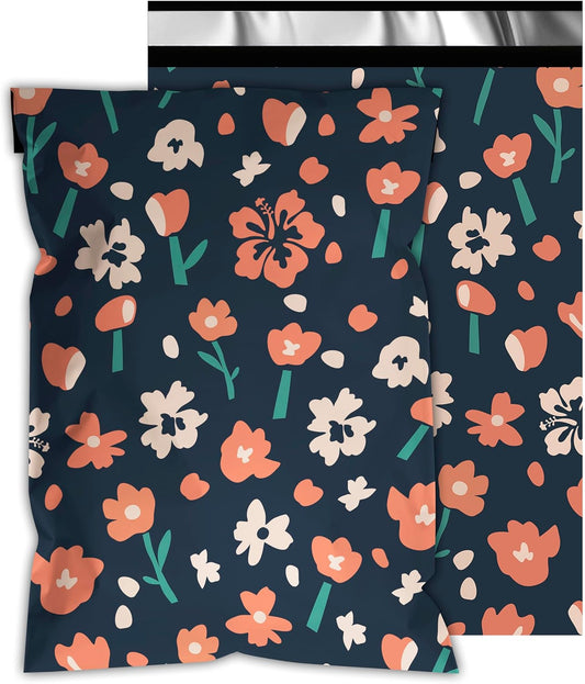 Poly Mailers 12x15.5 Inch 50 Pcs - Tulip printed Shipping Bags, 2.4mil Thickness, Waterproof and Tear Resistant Mailing Envelopes, Self-Sealing Packaging Bags for Small Business