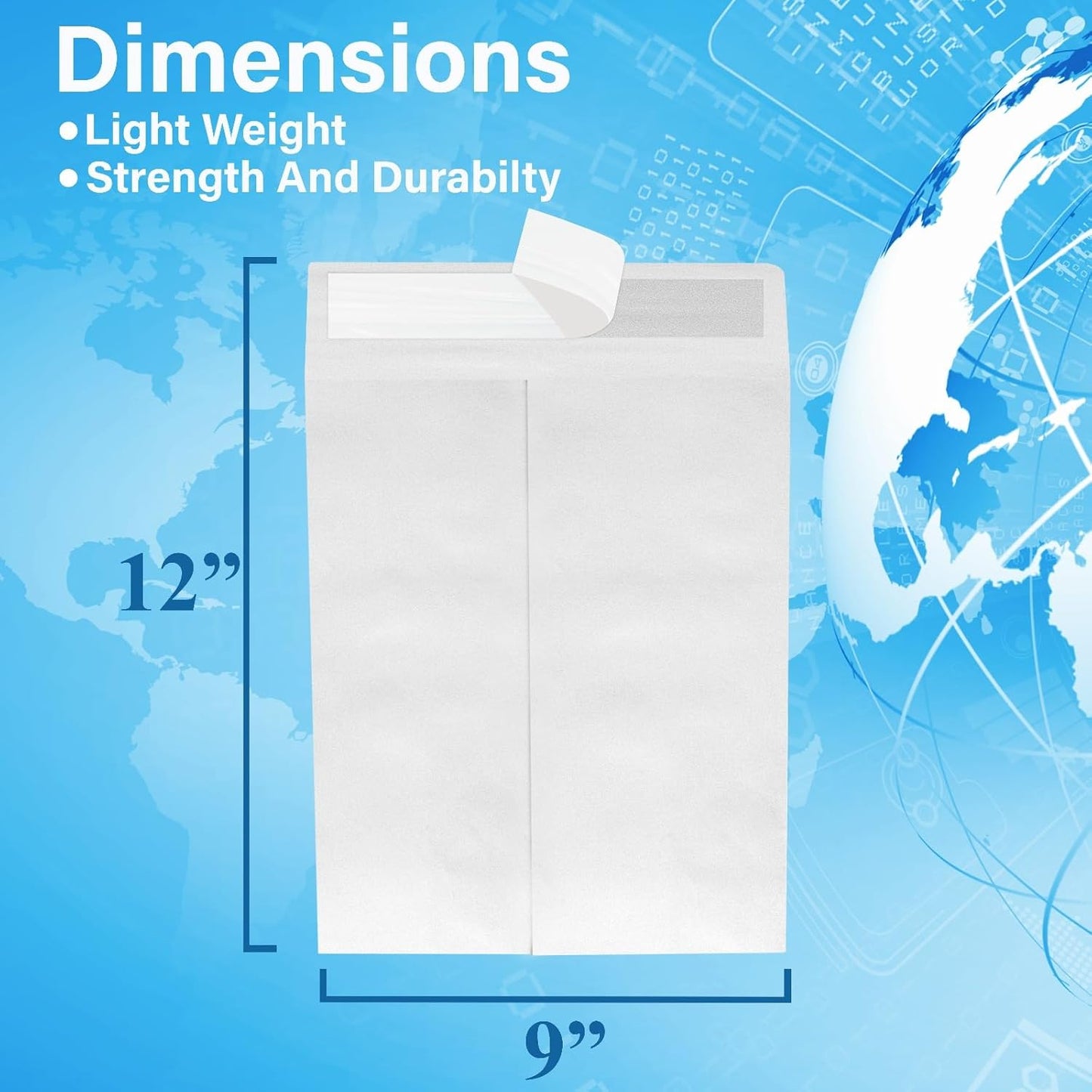 9 x 12 Envelopes, Tyvek Envelopes 9x12, Catalog Envelopes 9x12, Self Sealing Closure, Tyvek Material, 14 lb., Puncture, Tear & Moisture Resistant (500 Pack)