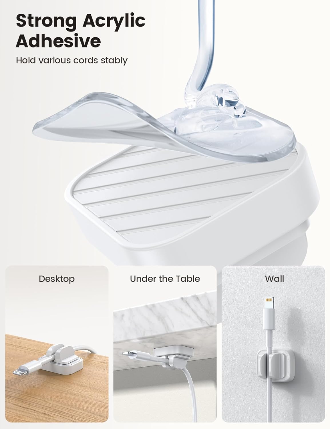 5Pack [Spring Fixed] Cord Holder Clips, Desk Organizer Accessories- Lamicall Cable Holder Mother's Day for Mother, Cable Management, Workspace Organizer & Accessories, Wire Clips for Nightstand