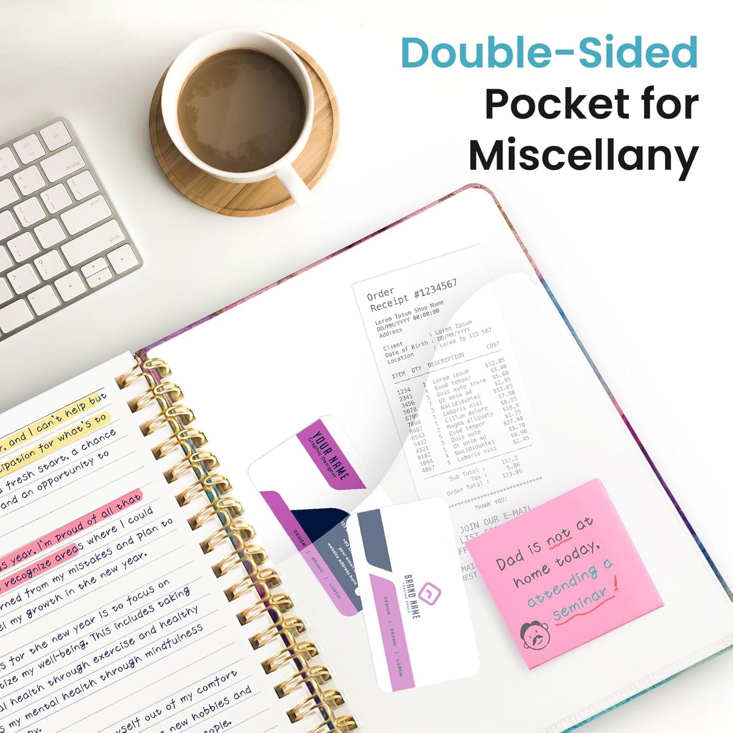 Lined Spiral Notebook Journal for Work, 300 Pages Thick B5 (7.1"x10") College Ruled Journal for Women & Writing, Hardcover Notebook for Note Taking, Perfect for Office Home School, Color Splash