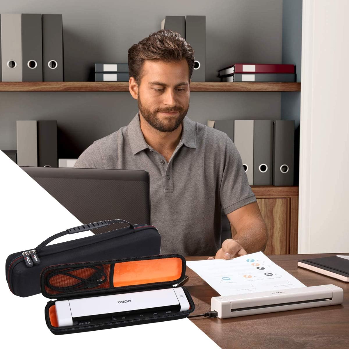 Mchoi Portable Case for Brother DS-640 / DS-940DW/DS-740D / DS-720D/Doxie Go SE Duplex Compact Mobile Document Scanner, Case Only