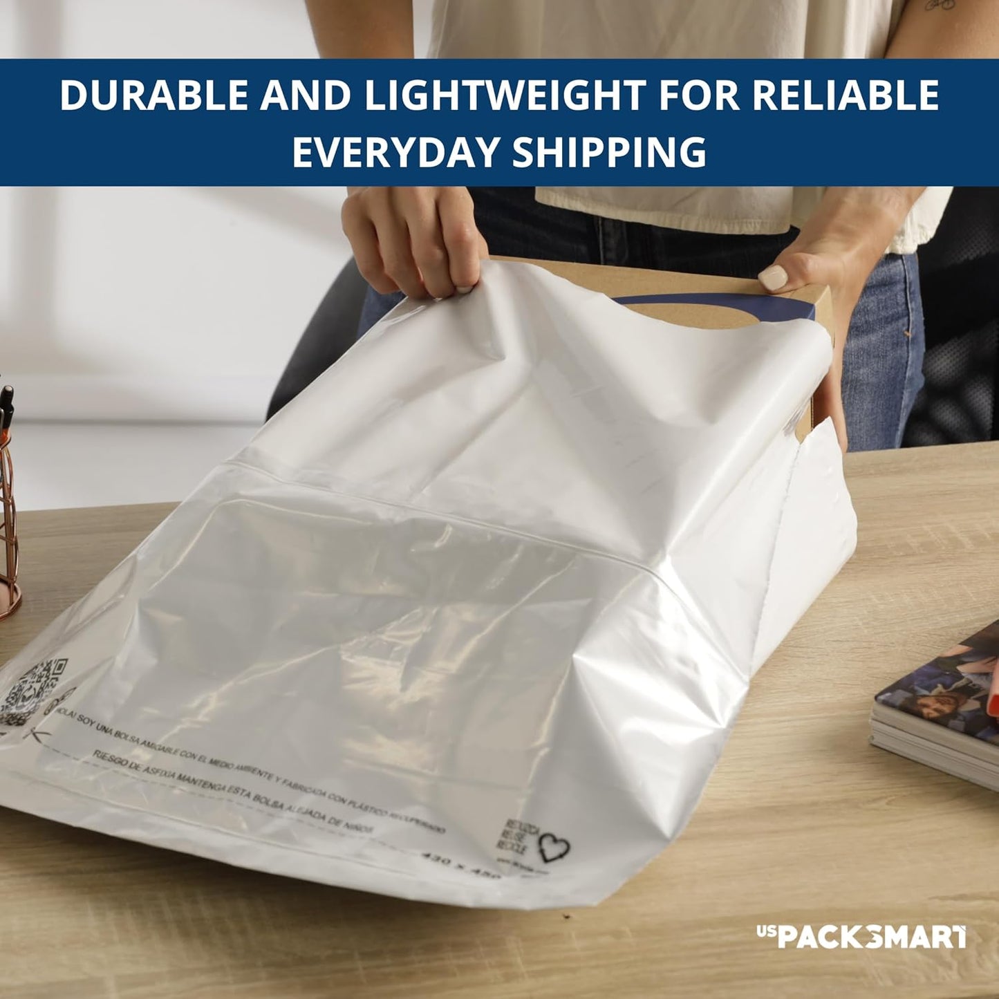 White Plastic Poly Mailers 10"x13" | Shipping Bags for Clothing, Books & Accessories | Durable Shipping Envelopes | Waterproof and Tear-Proof with Strong Self-sealing Adhesive | 100-Pack
