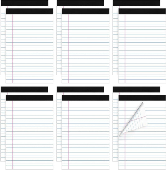 12 Pack Legal Pad 5x8, 360 Sheets Small Note Pad College Ruled Writing Pad Perforated Notepad for School, Office, To-Do Lists Grocery List Shopping List, 30 Sheets White