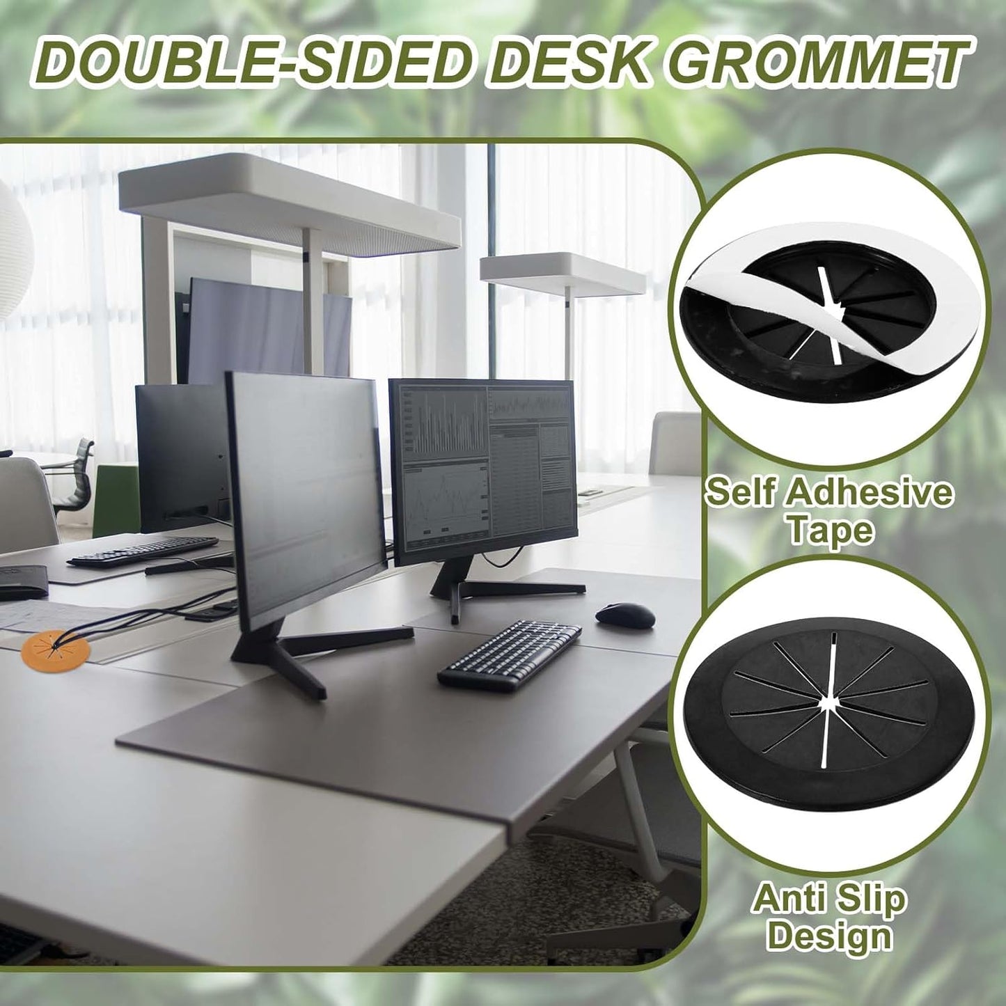 PATIKIL Desk Grommet 2-1/16", 8 Pcs Round Cable Grommet Cord Hole Cover with Adhesive Tape Flexible Table Wire Organizer for Office Home Table Countertop, Black