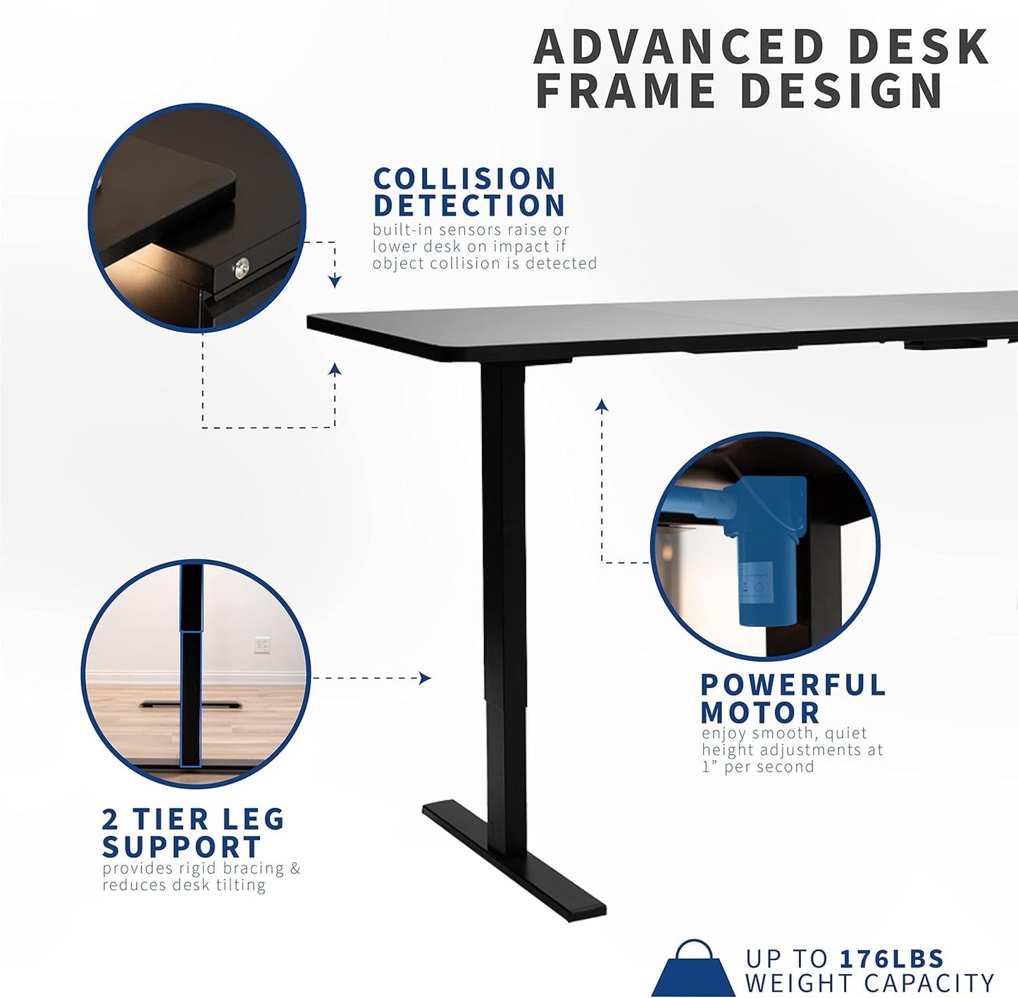 VIVO Electric 43 x 24 in Standing Desk, Memory Height Adjustment, 1B Series, One-Piece Light Wood Top, White Frame, DESK-KIT-1W4C