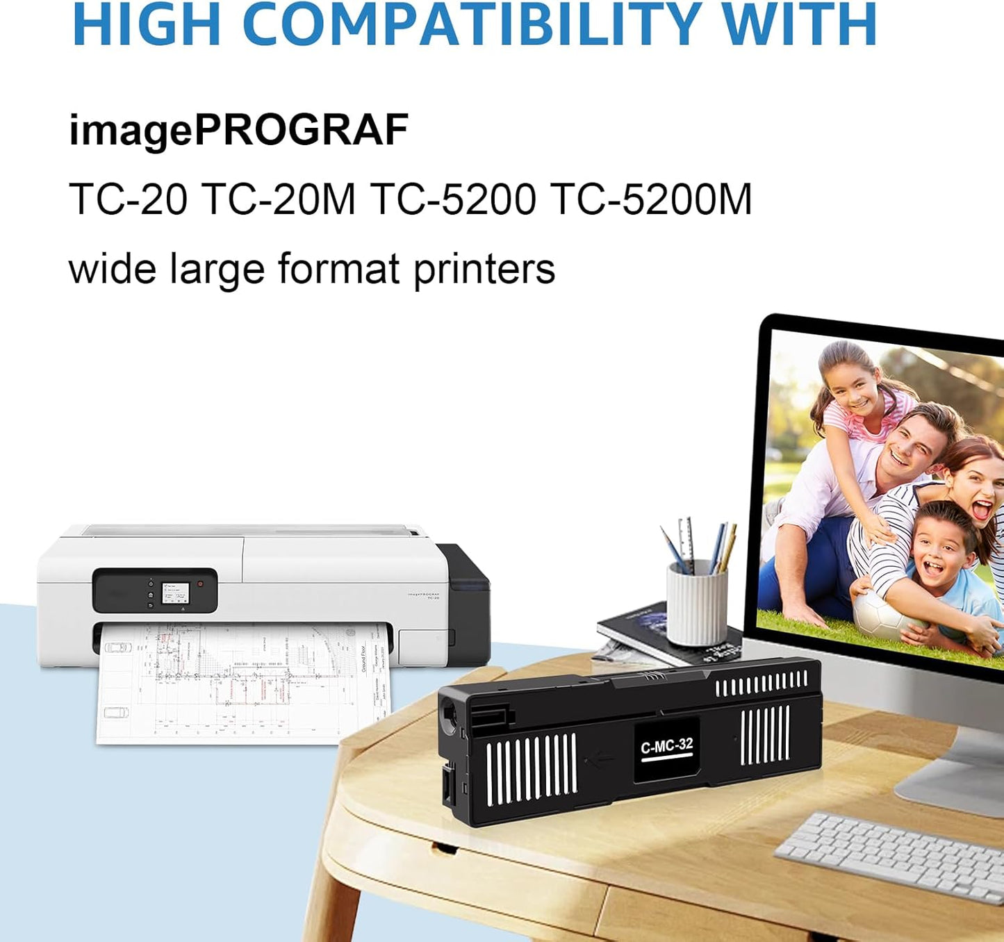 MC-32 Maintenance Cartridge Replacement for Canon MC-32 Maintenance Cartridge Compatible for Canon TC-20 TC-20M TC-5200 TC-5200M Large Format Printers for Cannon Maintenance Cartridge MC-32 (1 Pack)