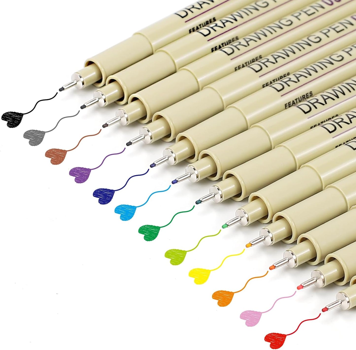 Muchcute 05 Micro Fineliner Drawing Art Pens: 12 Colors 0.45mm Extra Fine Point Bible No Bleed Smooth Journal Zentangle Study Supplies Colored Waterproof Line Ultra Needle Tip Fine liner Thin Gel Felt