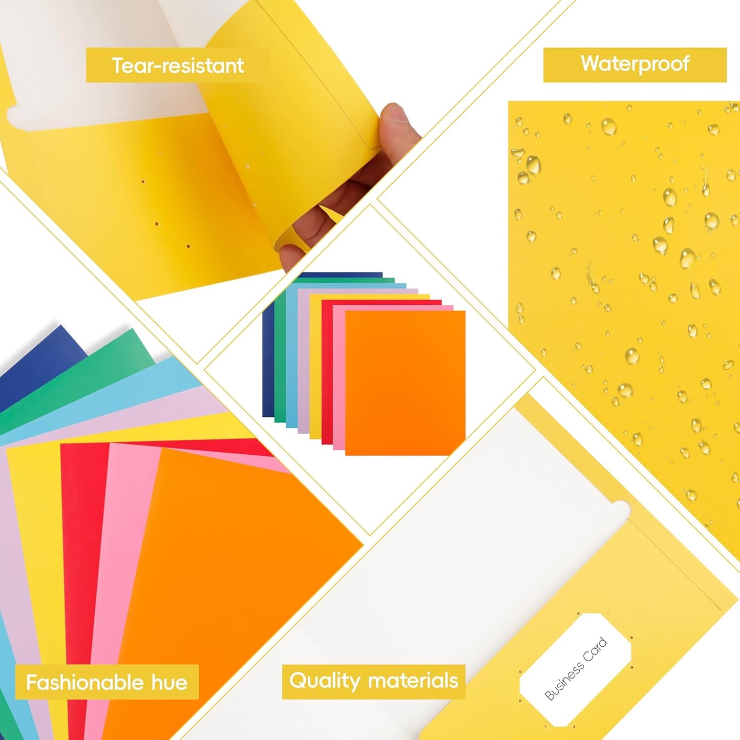 50 Pack Folders with Pockets, Pocket Folders Fit Letter Size Paper, with Business Card Slot, 2-Pocket Folder for School Office Home Business