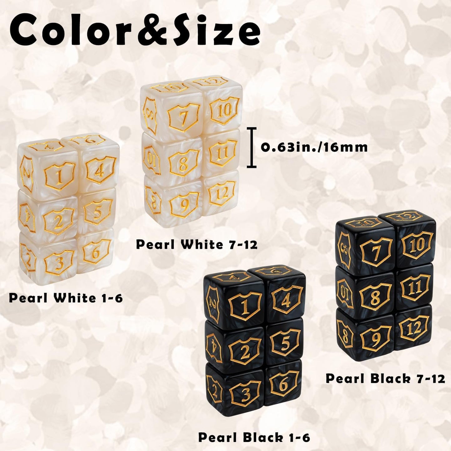 24 Pieces MTG Dice Counters Shield D6 Dice Set Loyalty Life Counter Magic Buff Tokens Compatible with MTG, TCG, Card Games Accessories